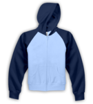 Baby Blue Navy Ladies Full Zip Hooded Fleece